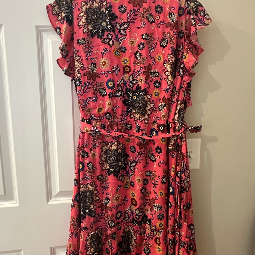 LOFT Pink Floral Midi Dress